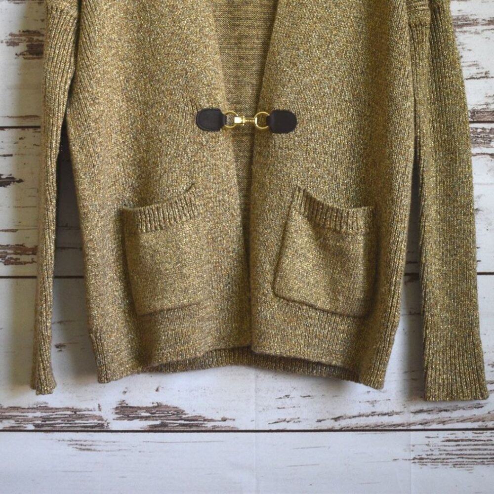 MICHAEL KORS Women's Metallic Gold Clasp Cardigan Size S - Picture 3 of 6